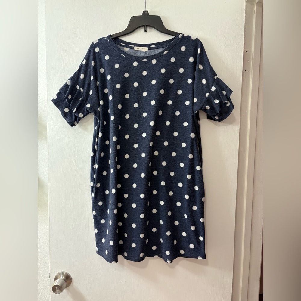 Cherish French Terry Polka Dot Shift Dress Size Medium